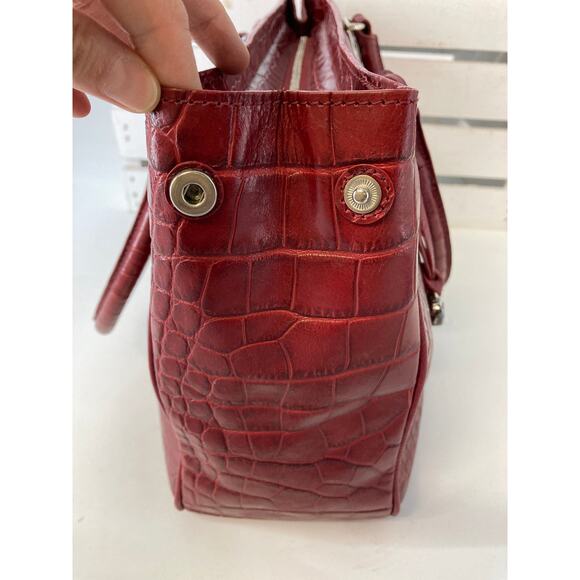 BRIGHTON F352136 RED LEATHER EMBOSSED ANIMAL PRINT HANDBAG - Picture 13 of 16